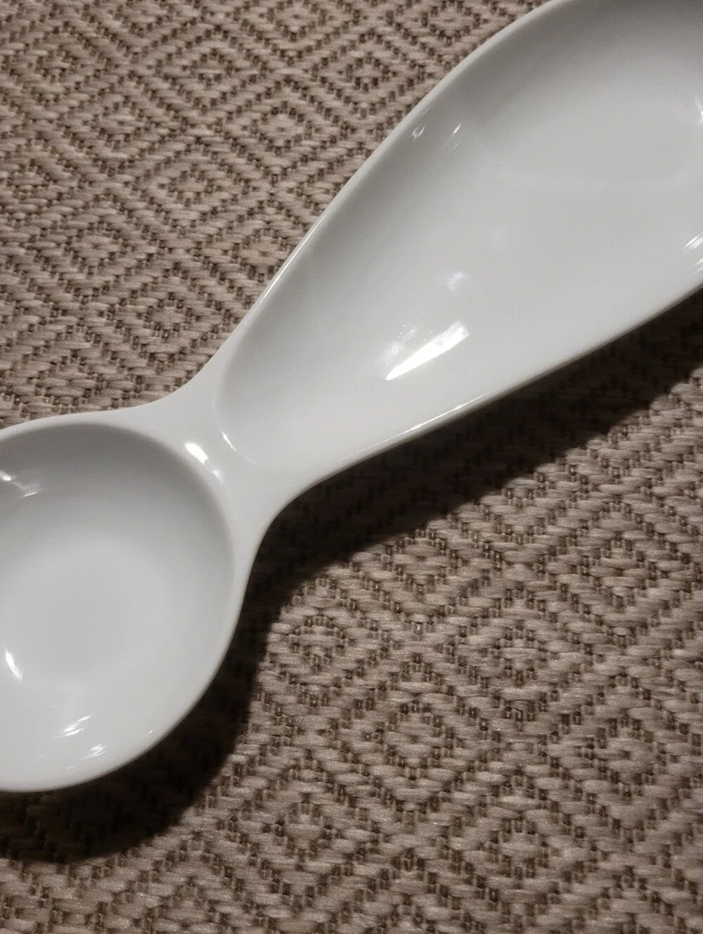 Vintage Crate & Barrel White Porcelain Double Spoon Rest / Utensil Holder